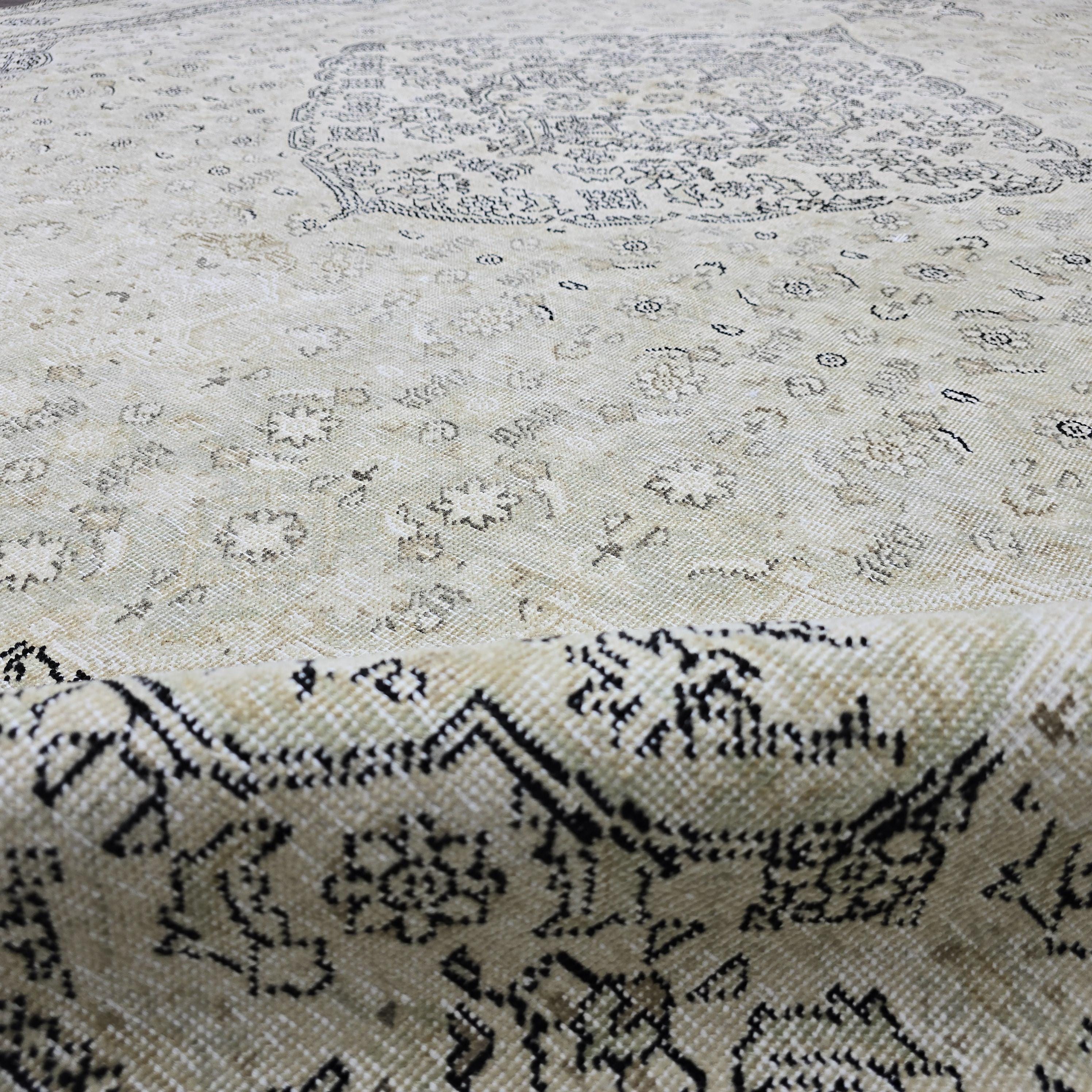 Oushak Wool Rug 10x12, Distressed Turkish Area Rug, Hand Knotted High Quality Neutral Area Rug, Rug for Livingroom and Bedroom