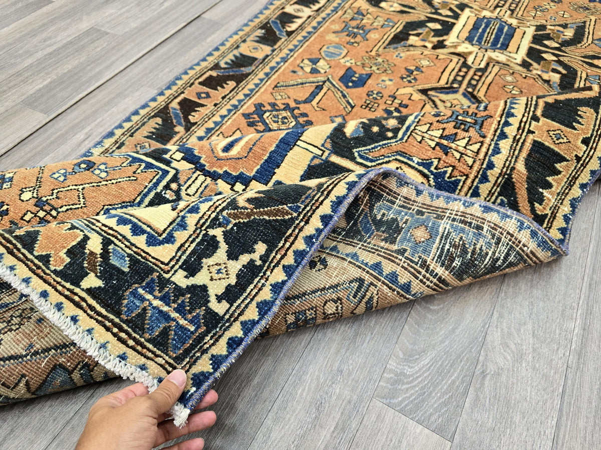 4x11 Vintage Runner rug - Hand Knotted Wool Oushak runner - Terra Cotta Runner for Hallway or Kitchen (3.55x11 ft)