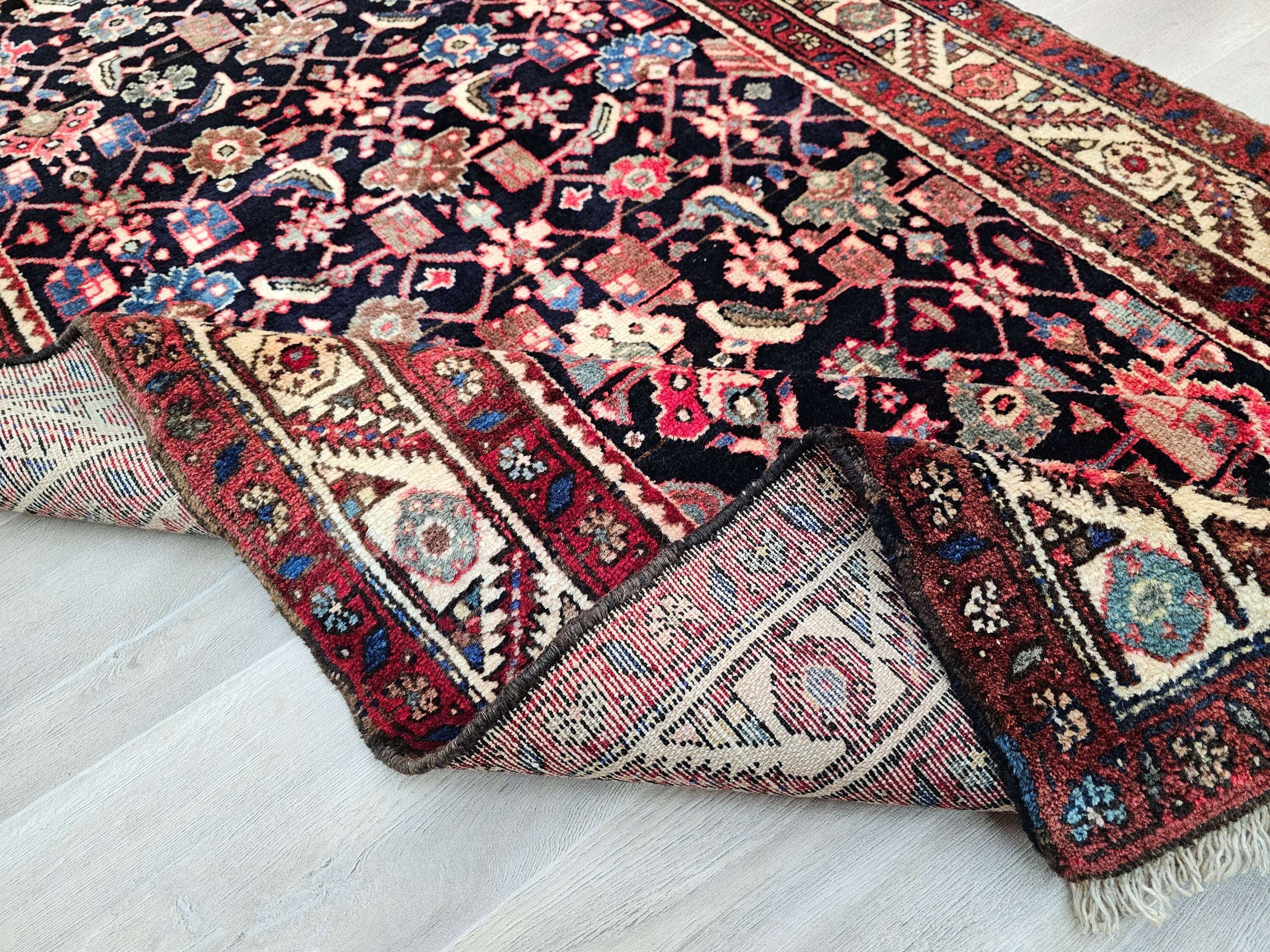 Hand Knotted Wool Runner Rug: Vintage Turkish Hallway Rug (3.70x10 feet)