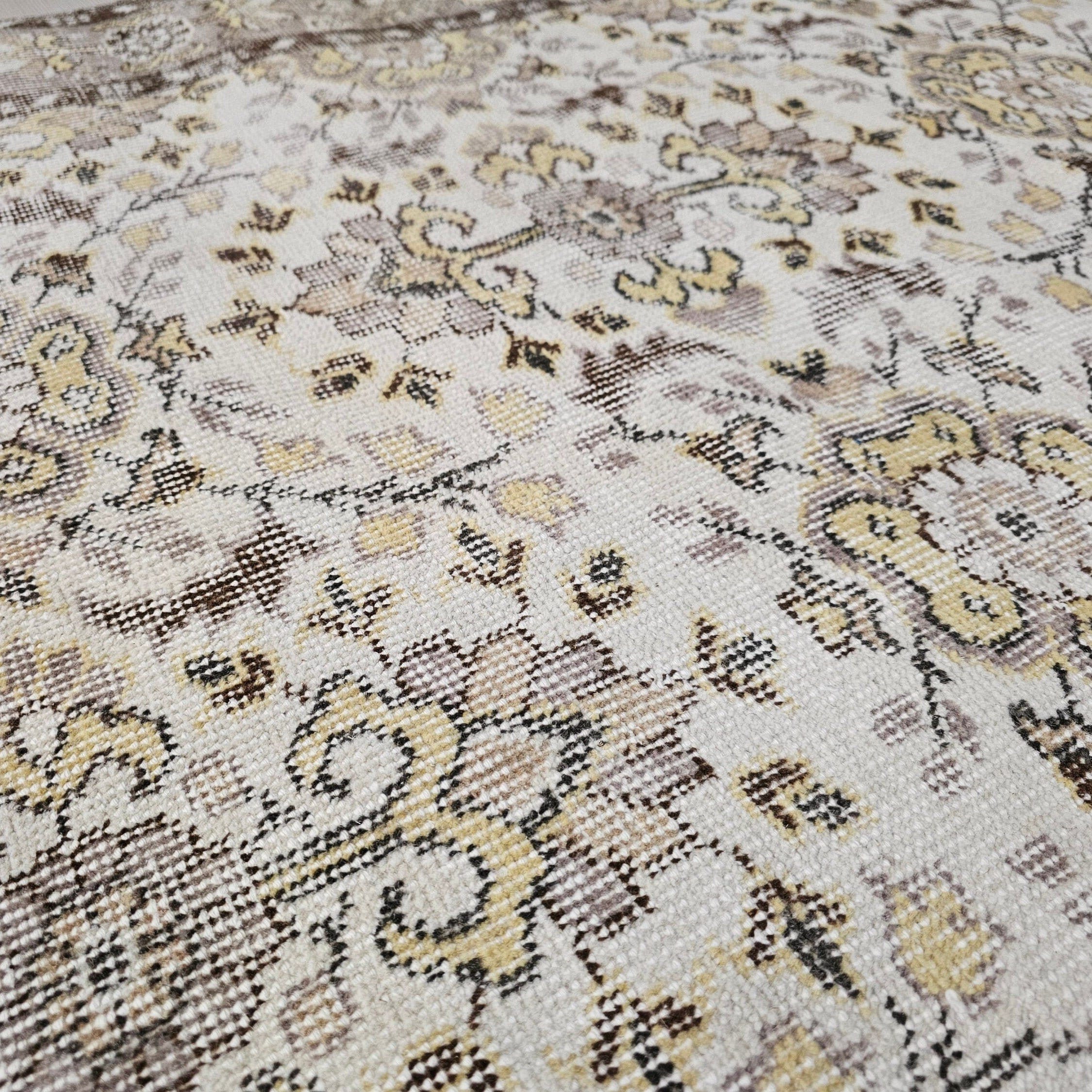 5x8 Oushak Vintage Cream Floral Design Wool Turkish Rug - Handmade Wool Oushak Carpet // 5.35x8.30 feet