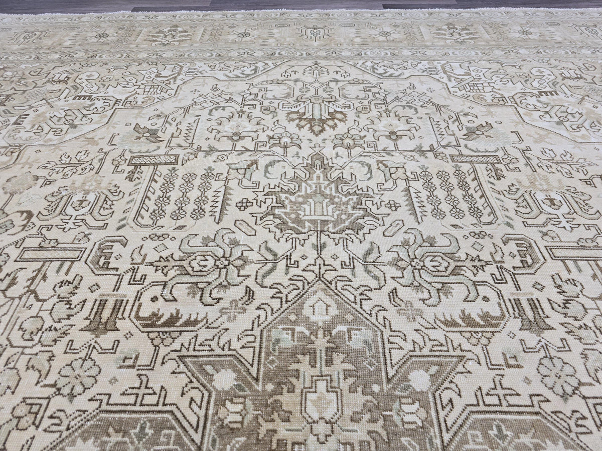10x12 Neutral Turkish Area Rug Hand Knotted Wool Oushak Rug //9.6x12.5 ft
