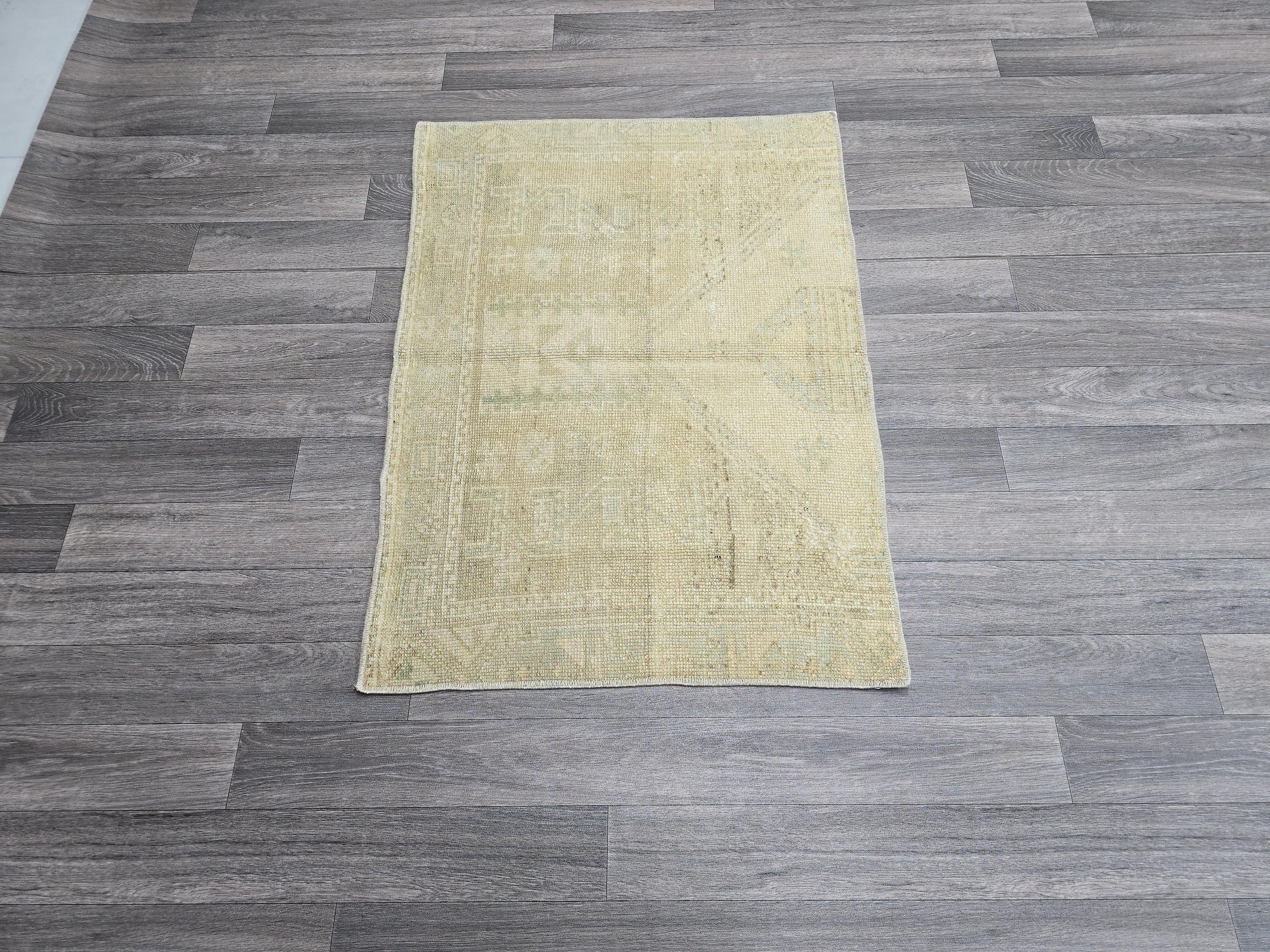 2x3 Small Vintage Handmade Wool Rug - Oushak Doormat for Bathroom //2.3x3.20 feet
