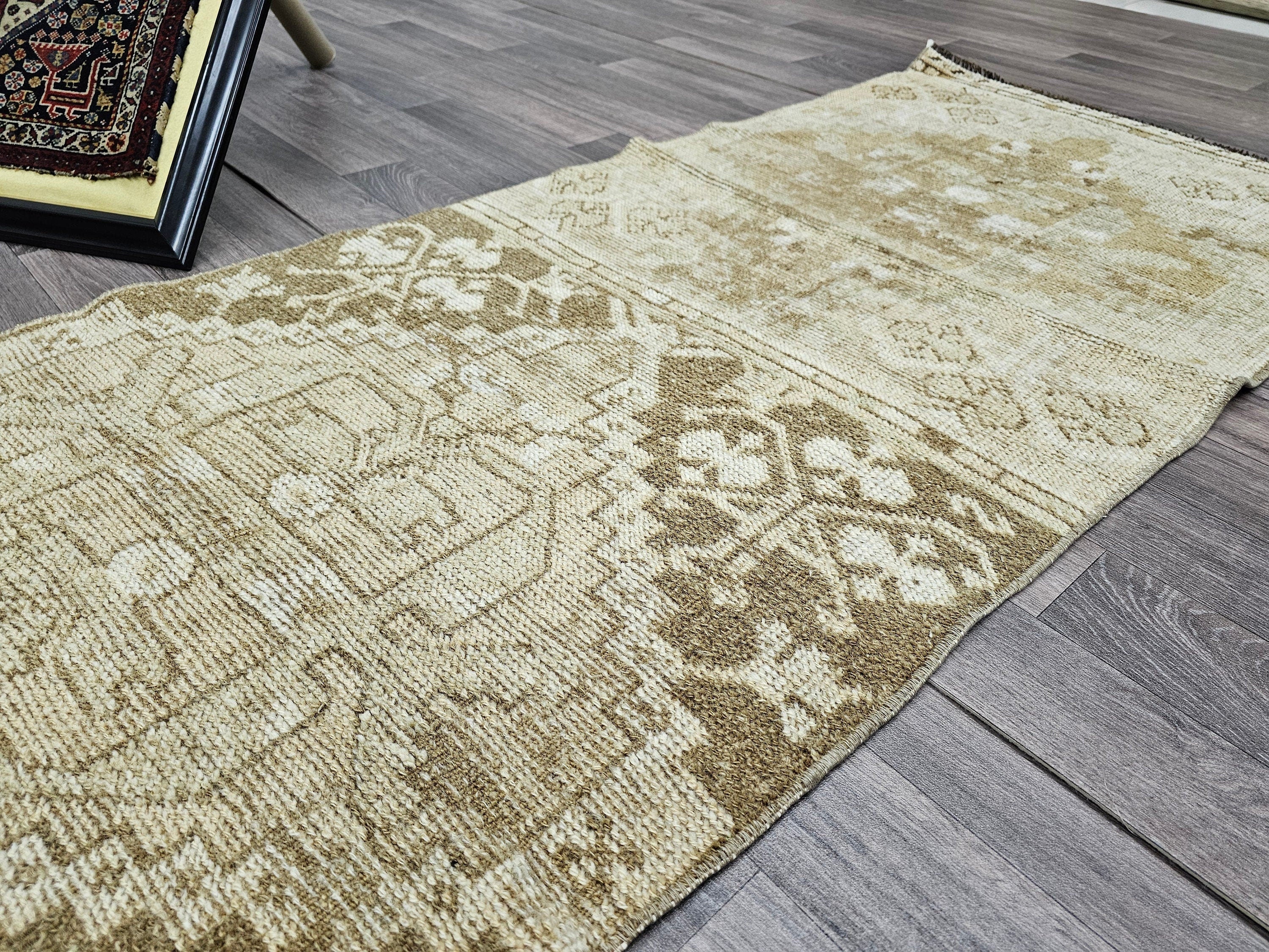 Vintage Handmade Wool Turkish Runner 2.60x9.60 feet