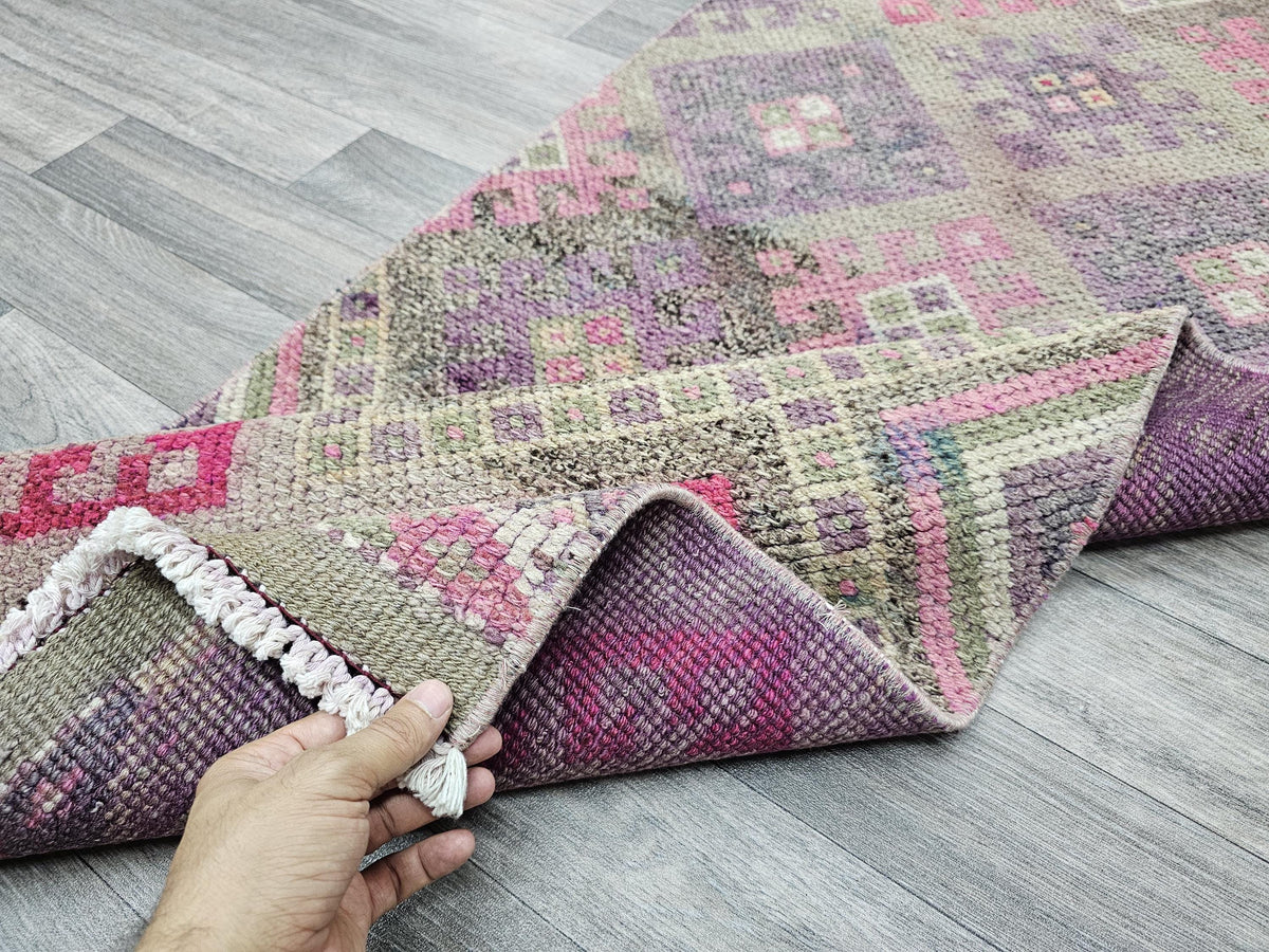 2.25x11 feet Vintage Handmade wool herki Runner traditional