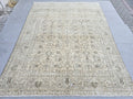 Turkish Rug 9x12 Beige  Vintage Hand Knotted Oriental Area Carpet