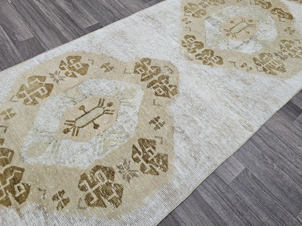 3x11 Vintage Oushak Runner / 2.90x11.45 feet / Hand Knotted Wool Turkish Muted Orienta Runner