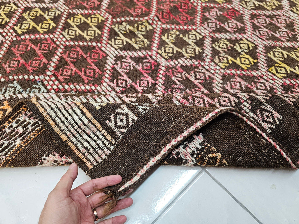 4x10 Turkish Cecim rug Runner: Handwoven Wool Rug, 4x10 Tribal Hallway
