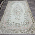 6x9 Vintage Pink Oushak Rug, Wool Anatolian Carpet