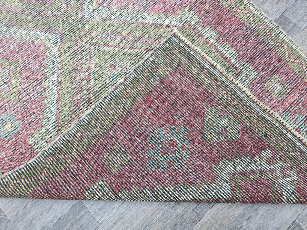Vintage Turkish Oushak Runner Rug: Hand-Knotted Wool Hallway Rug
