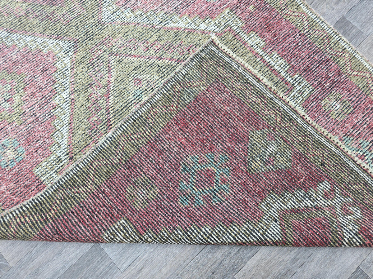 Vintage Turkish Oushak Runner Rug: Hand-Knotted Wool Hallway Rug