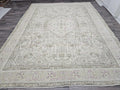 Faded Oushak Wool Area Rug: 9x12 Light Pink Beige Turkish Rug