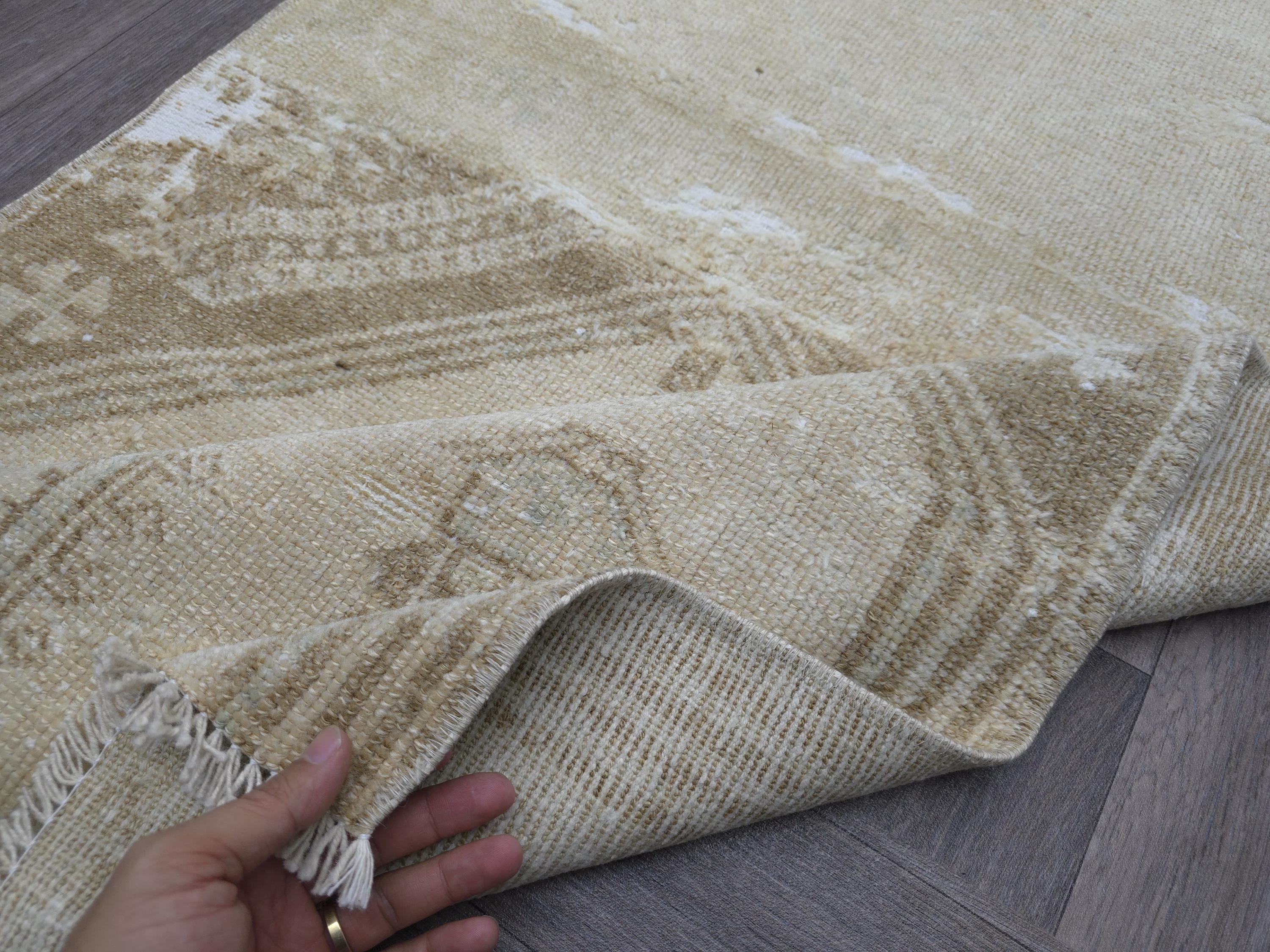 Hand Knotted Wool Runner: 3x7 Vintage Turkish Oushak Hallway Rug