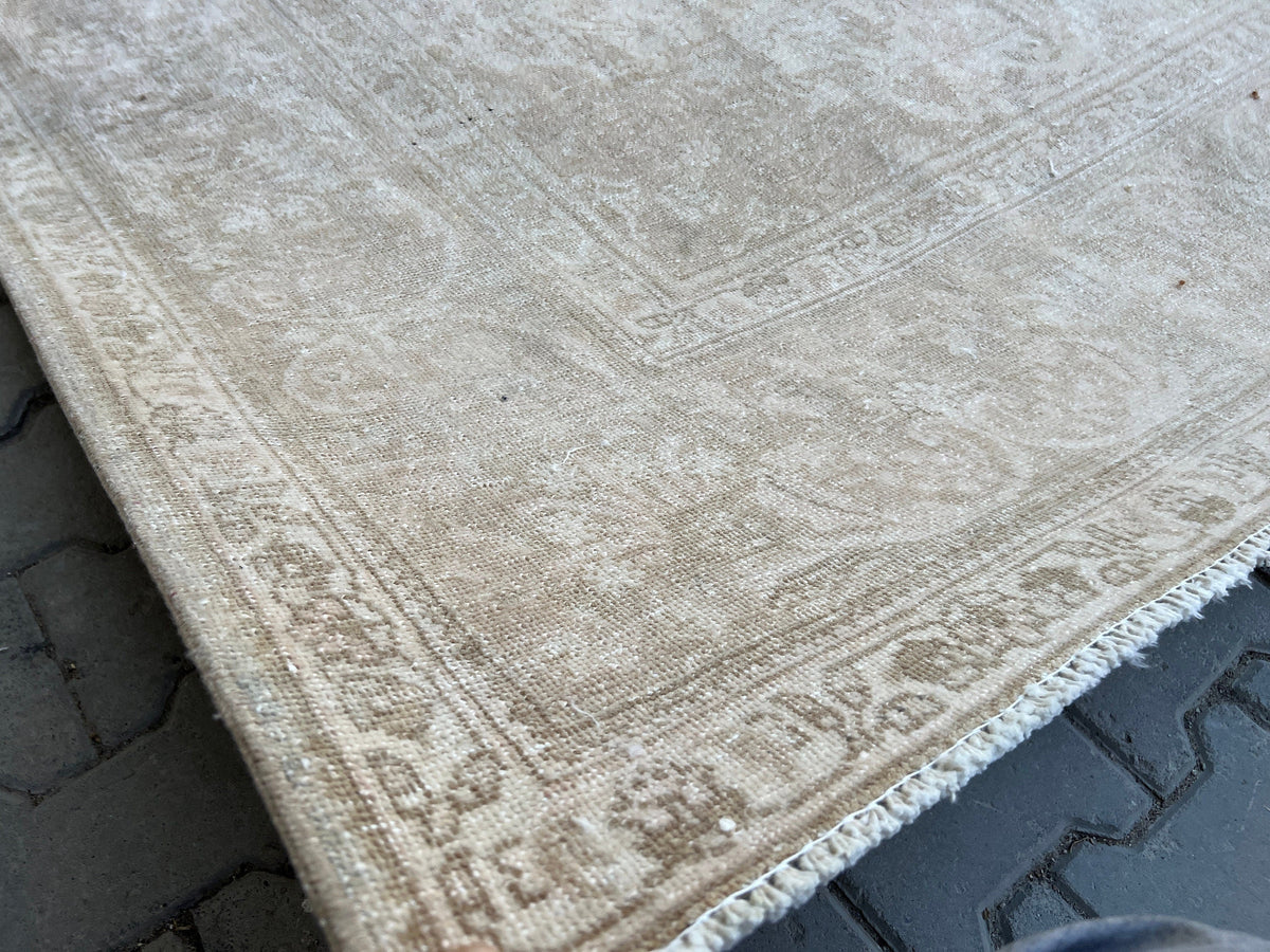 10x13 Neutral Antique Area Rug/ Distressed Wool Turkish Oushak Rug /10.10x12.80 feet