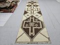 3x12 Neutral Hand Knotted Wool Turkish Runner - High Quality Muted Wool Oushak Runner for Kitchen, Hallway and Entry, Boho Decor rug runner