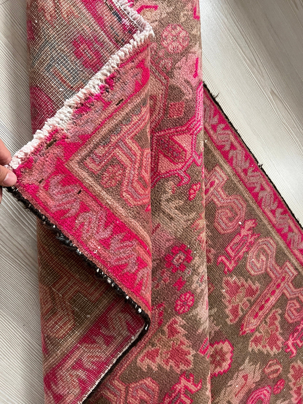 3x10 feet Vintage Hand Knotted Wool Runner Rug /3.30x10 feet