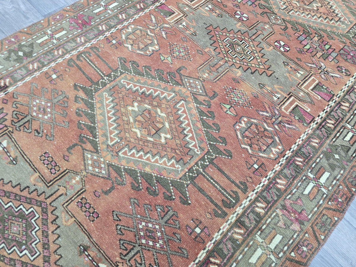 Vintage Turkish Runner Rug: Handknotted Anatolian Tribal Carpet