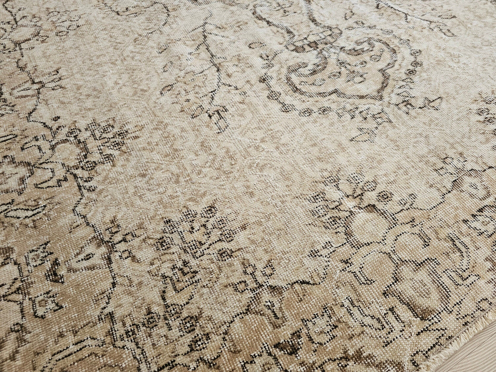 Muted Oushak Rug: 5.3x8.6 ft. Vintage Turkish Wool Area Rug