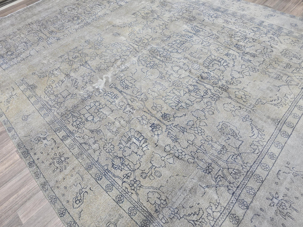 9x12 Overdyed Turkish Rug Beige Gray Vintage Area Rug Handmade Wool Carpet for Living Room Bedroom