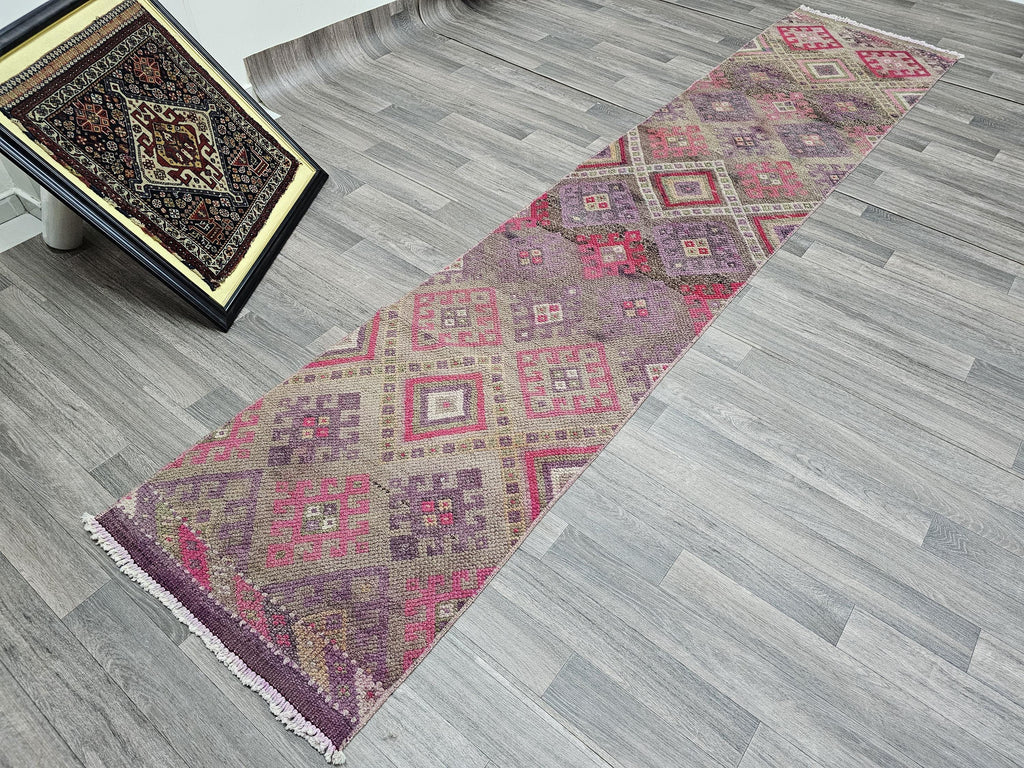 2.25x11 feet Vintage Handmade wool herki Runner traditional