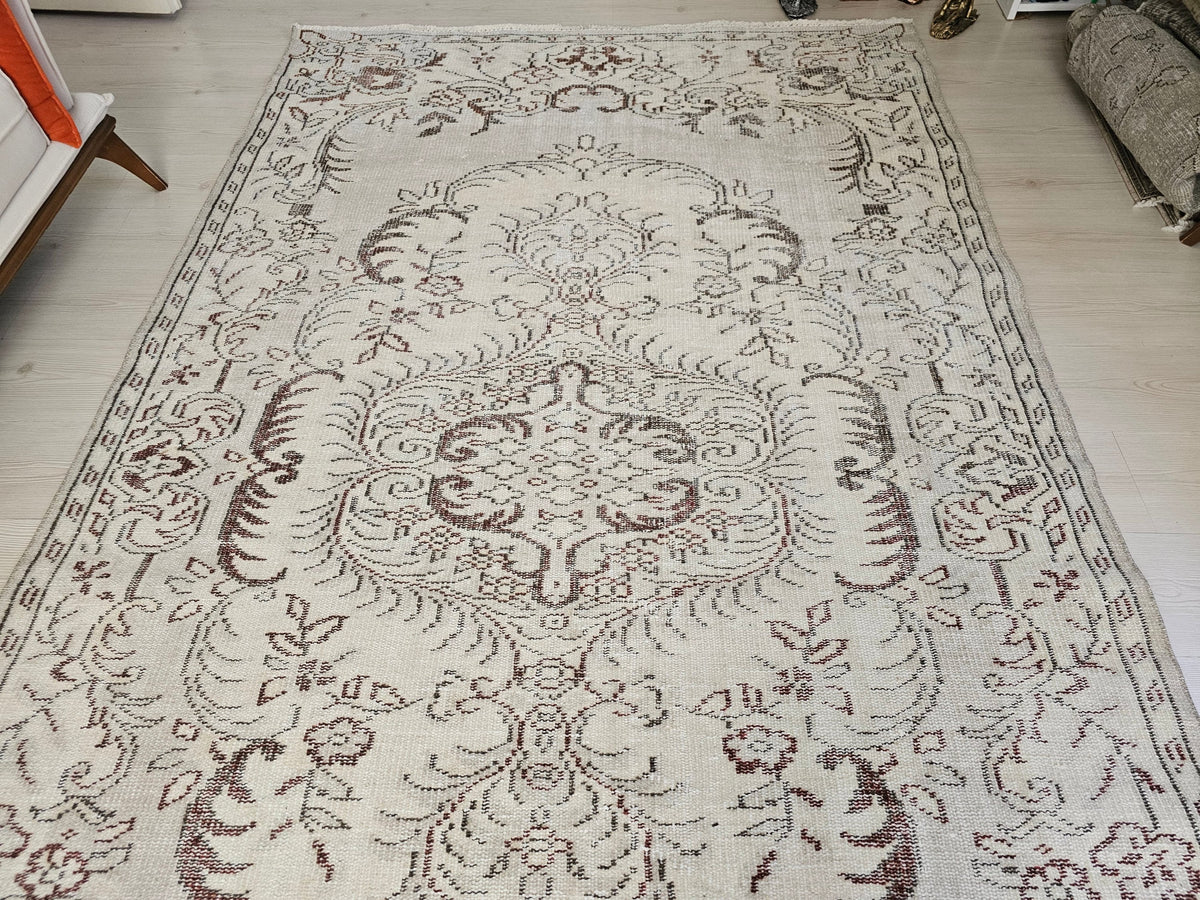 6x9 Hand-Knotted Wool Oushak Rug: Turkish Home Decor Carpet