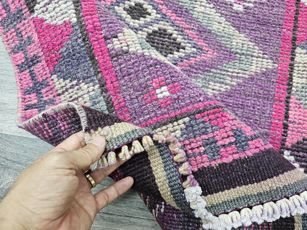 2.70x13.50 feet Vintage Turkish Herki Runner Rug, Hand-Knotted Wool Rug