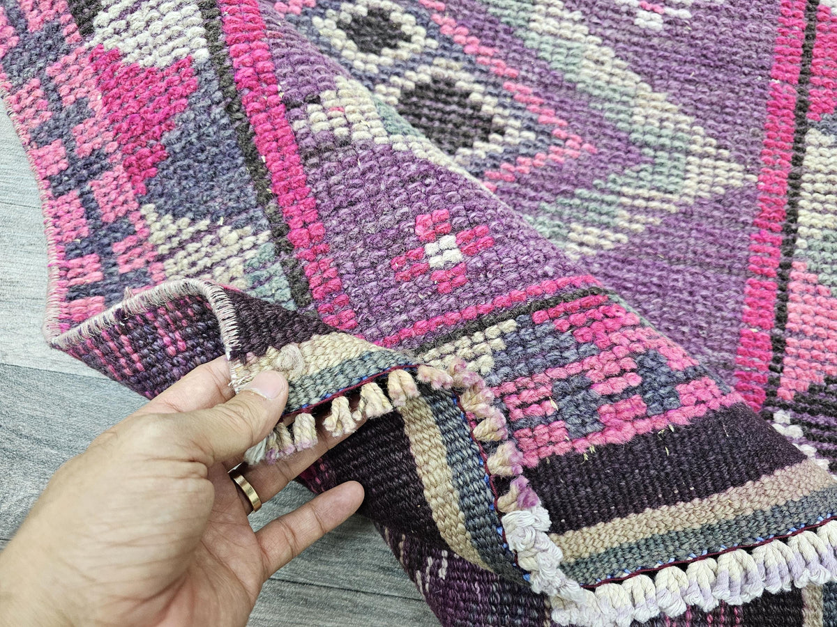 2.70x13.50 feet Vintage Turkish Herki Runner Rug, Hand-Knotted Wool Rug