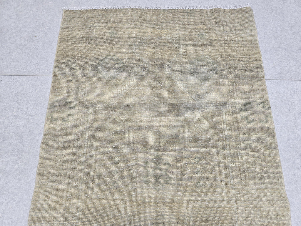 Turkish Runner Rug 3.5x11, Olive Sage Earth Tone Hallway Runner, Faded Wool Kitchen Runner, Tribal Corridor Rug for Dining Room Decor