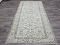 5x8 Vintage Handknotted Anatolian Rug: Cream Beige Wool Oriental Carpet