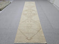 3x12 Turkish Runner - Vintage Oushak Runner Rug: 3x12.25 ft, Neutral Wool Carpet runner Rug