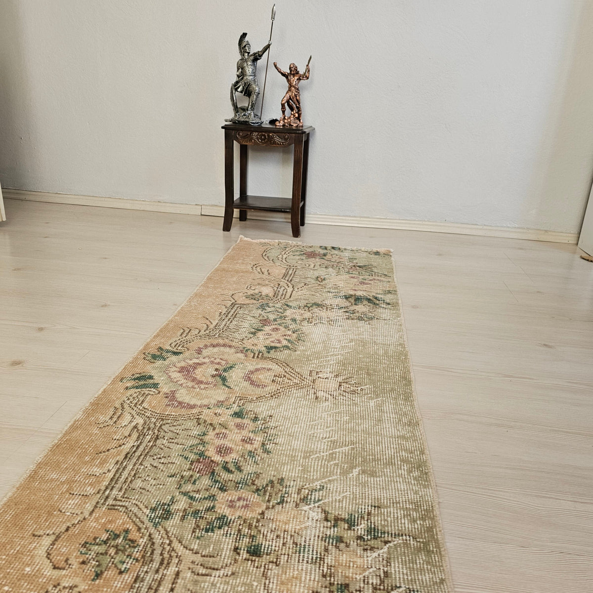 Vintage Turkish Runner Rug: Distressed Wool Aisle Rug (1'9" x 8'6")