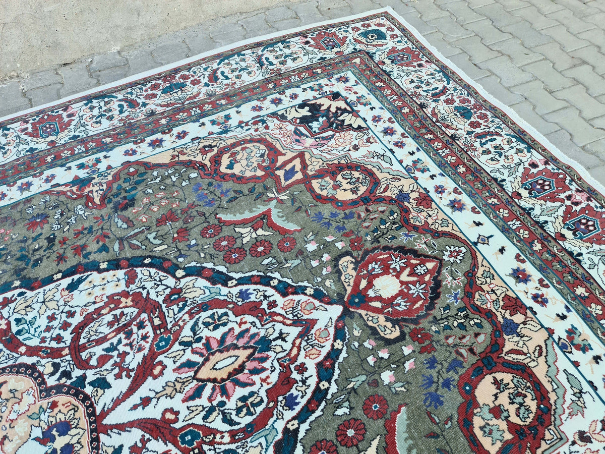 9x13 Vintage Handmade Anatolian Rug: Oversize Vintage Turkish Wool Carpet