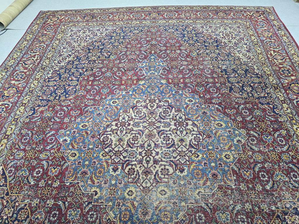 Antique Turkish Rug - HandKnotted Wool Vegetable Dyed Carpet /9,5x 12,8 feet