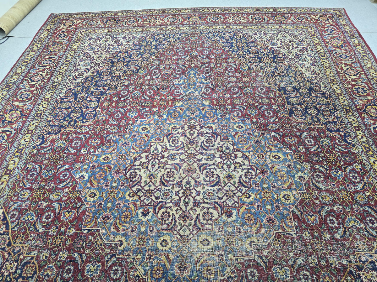 Antique Turkish Rug - HandKnotted Wool Vegetable Dyed Carpet /9,5x 12,8 feet
