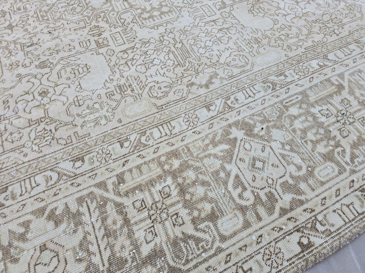 8x11 Neutral Turkish Oushak Rug: Hand-Knotted Wool & Cotton