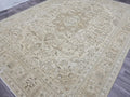 Oversized Vintage Turkish Oushak Rug: 9.6x12.5 ft, Neutral Beige Wool