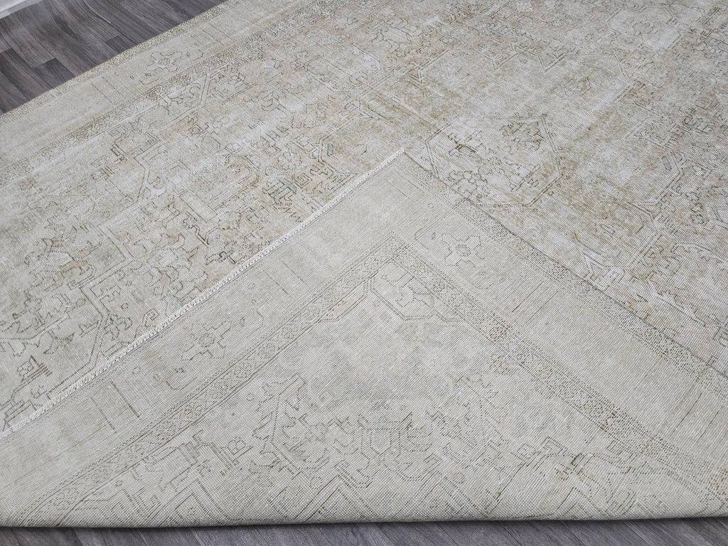 Oushak Rug 9x12 Neutral Hand Knotted Vintage Oversize Turkish Rug Geometric // 9.50x12.50 feet