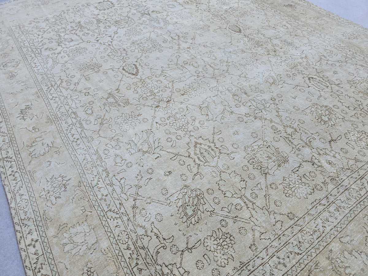 10x13 Neutral Vintage Rug Cream Beige Oushak Area Rug Office Traditional Decor