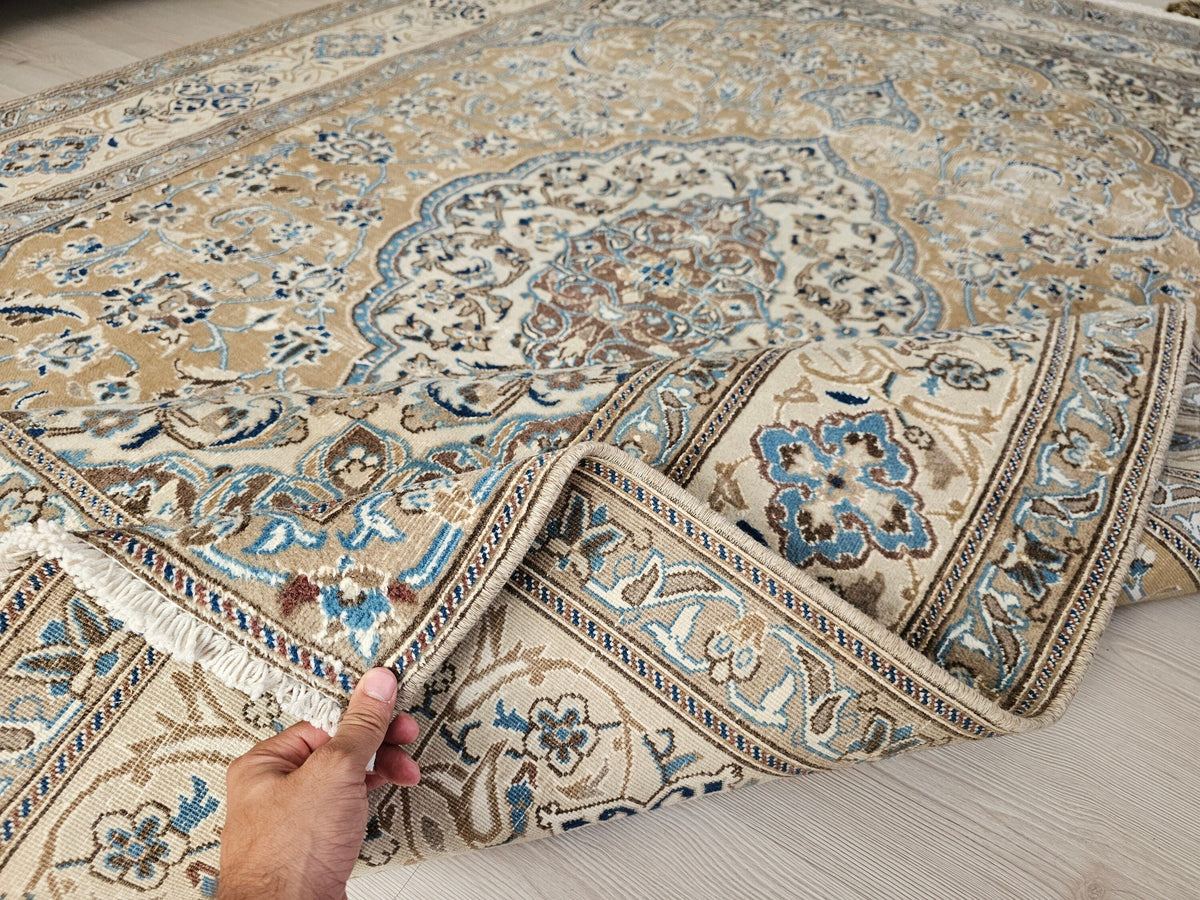 Vintage Turkish Oushak Rug 6x10: Hand-Knotted Wool Medallion Carpet
