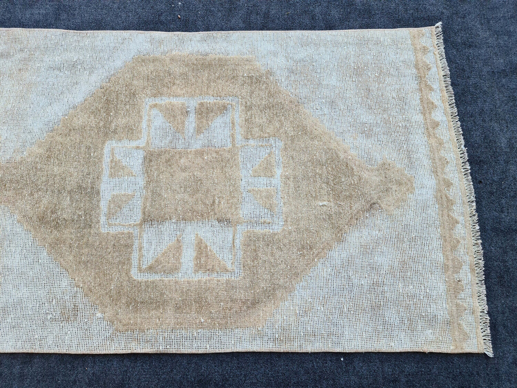 Hand Knotted Oushak Runner: Wide Turkish Hallway Rug (3.28x12.66 ft)