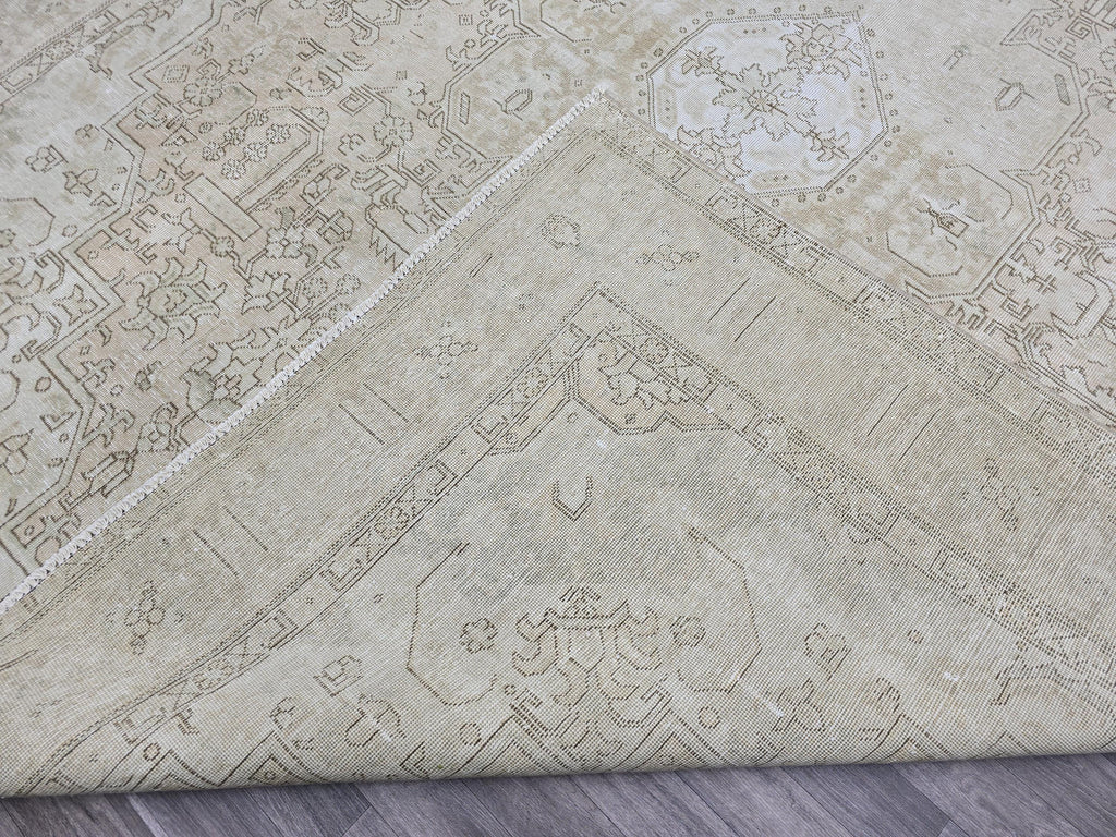 9x12 Vintage Turkish Oushak Rug | 9.45x12.25 ft | Neutral Beige Large Area Rug | Handwoven Anatolian Carpet