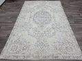 Vintage Cream Oushak Rug 5x9: Muted Anatolian Style Wool Carpet
