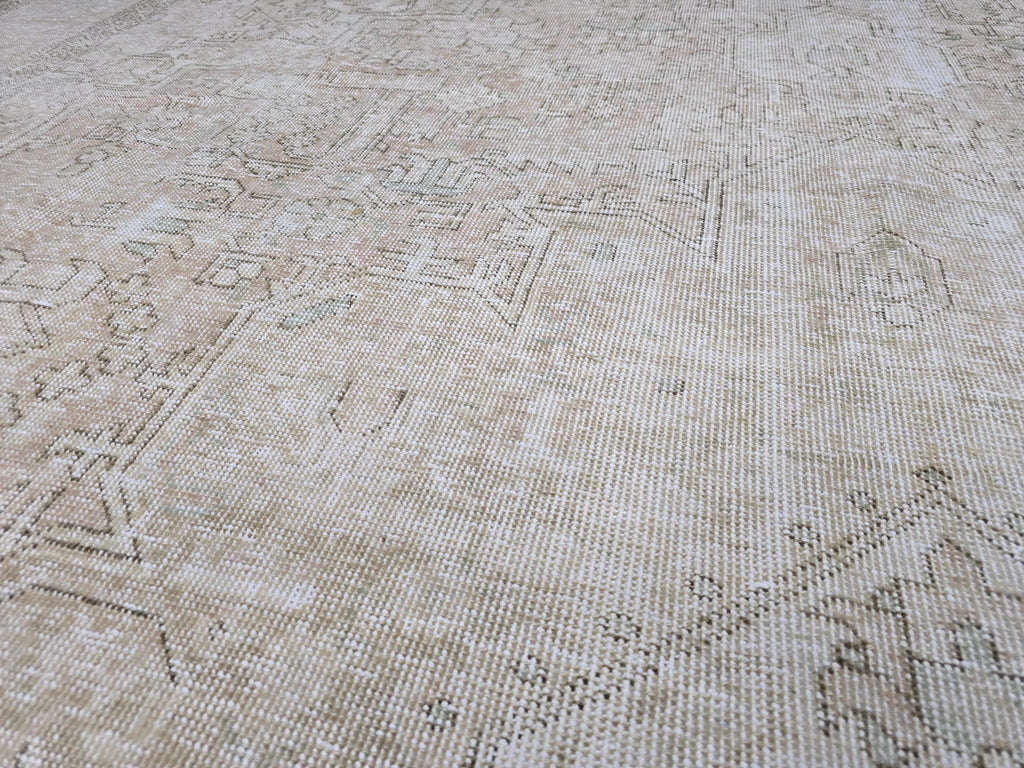 Oushak Rug 9x12 Neutral Hand Knotted Vintage Oversize Turkish Rug Geometric // 9.50x12.50 feet