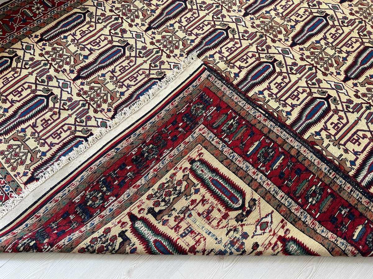 Vintage Cecim Soumak Rug: 7x9 Hand-Knotted Wool Tribal Rug