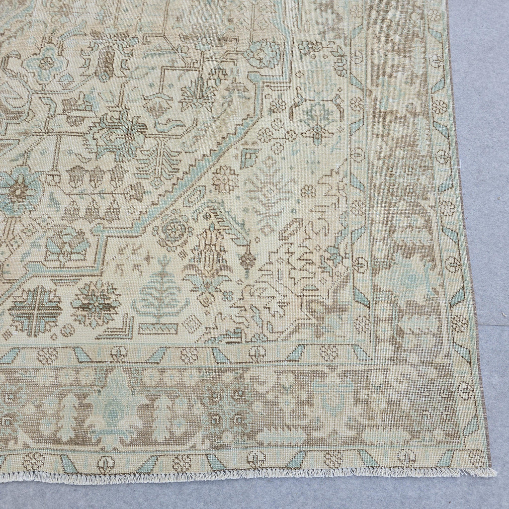 9x12 Vintage Oushak Wool Rug: Pink Brown Boho Turkish Area Rug