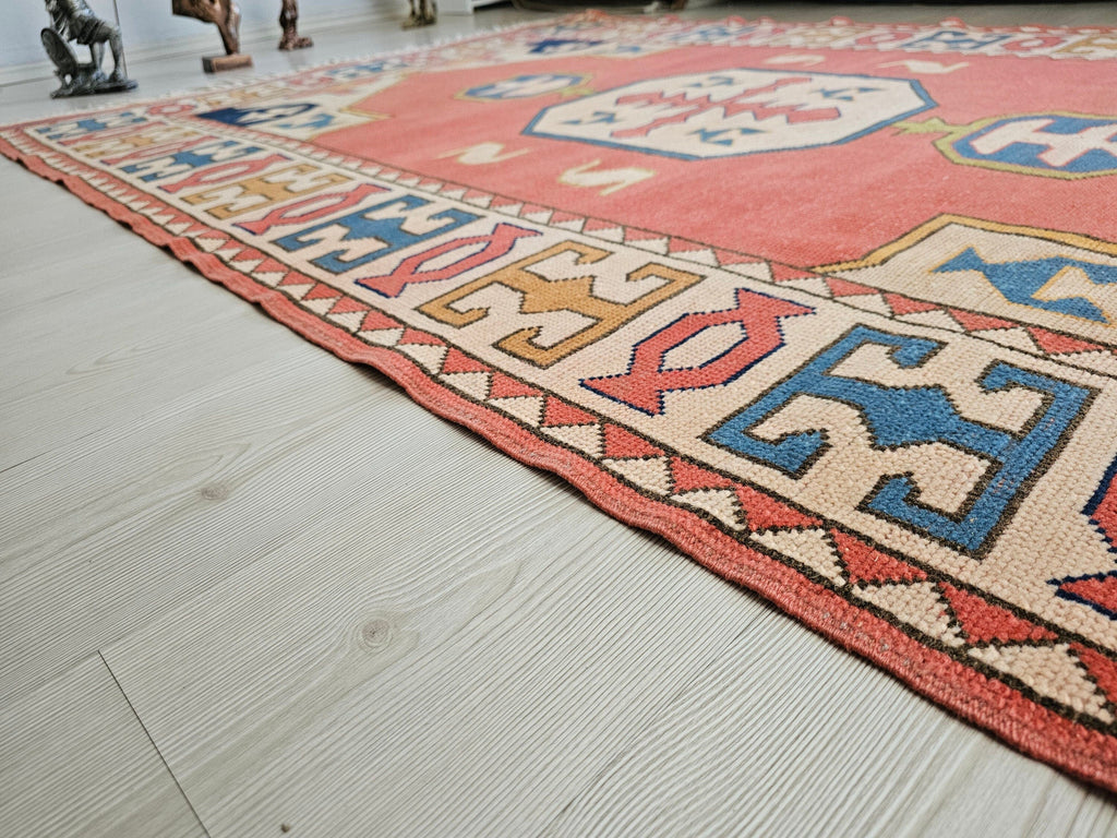 Handmade Wool Oushak Rug: 5x7.5 ft. Antique Turkish Area Rug