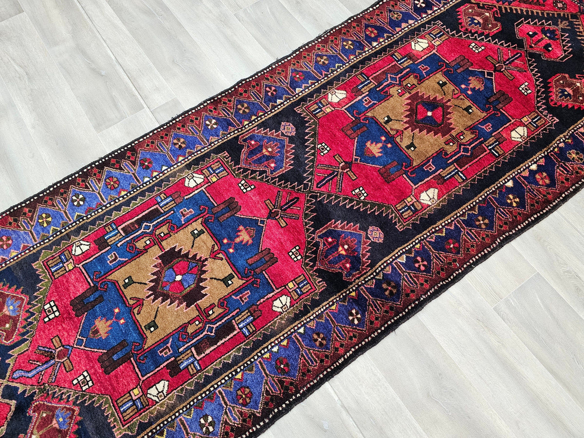 3.50x10 feet Hand Knotted Wool Antique Anatolian Runner Rug