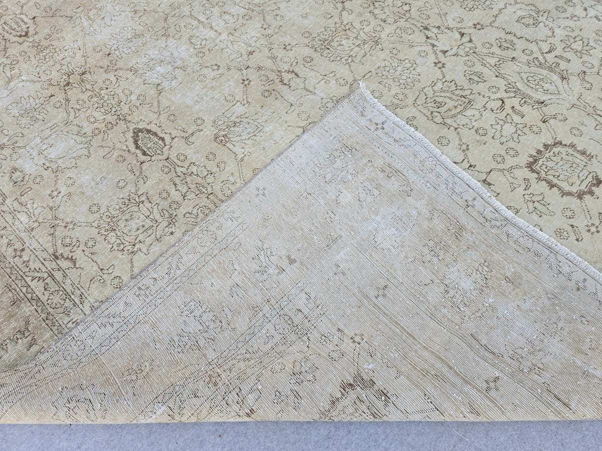 10x13 Classic Muted Vintage Area Rug/ Handmade Wool Oushak rug Beige Brown