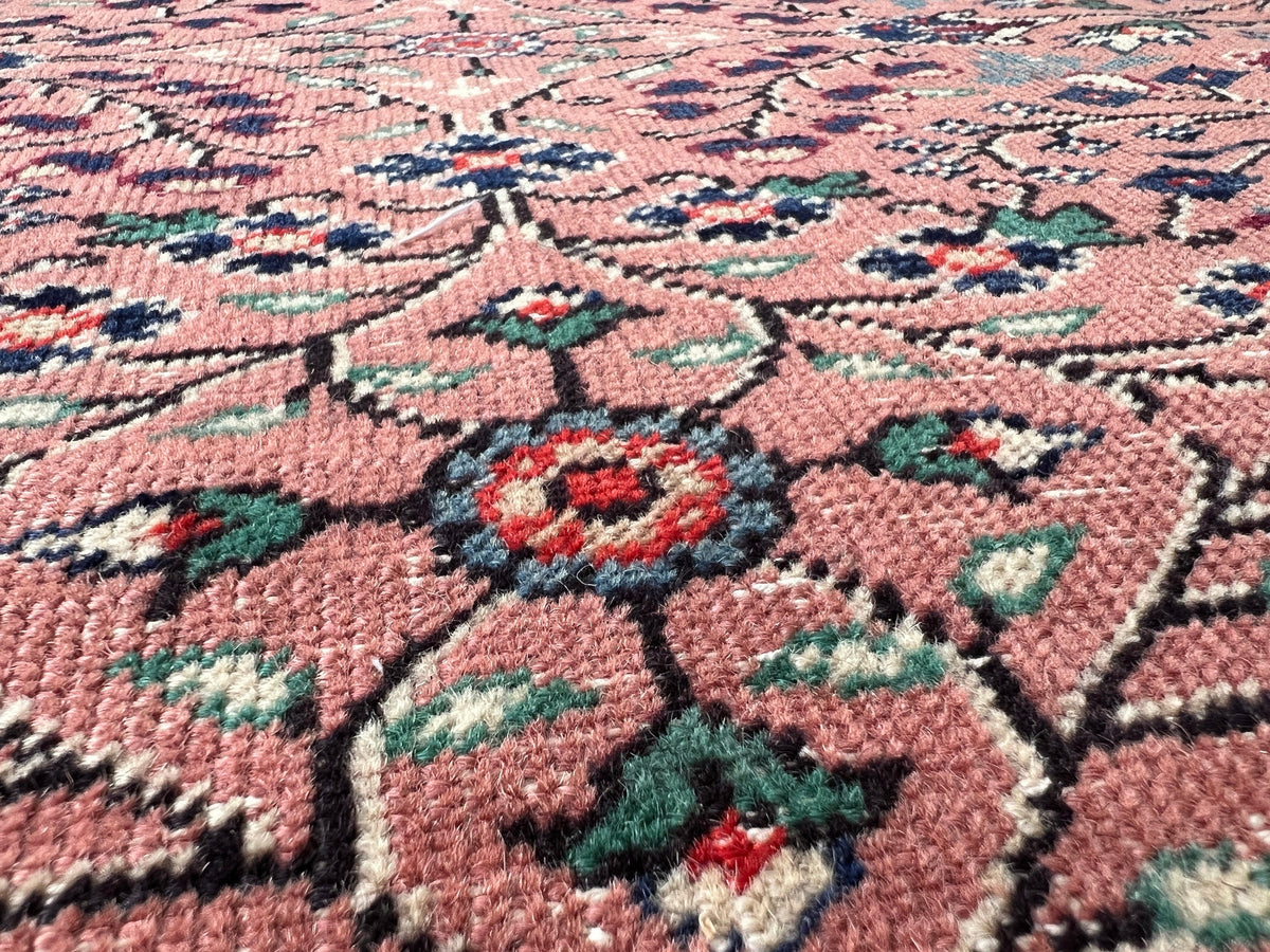 7x10 Vintage Turkish Oushak Rug: Hand-Knotted Floral Wool Carpet