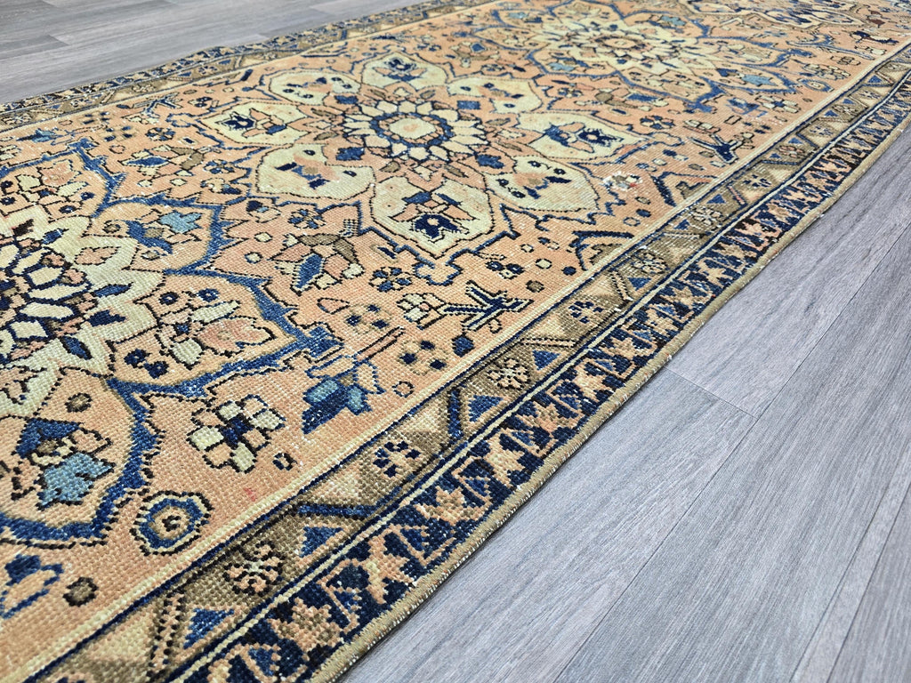 Hand Knotted Vintage Runner (3.40x10 ft): Traditional Pastel Hallway Rug