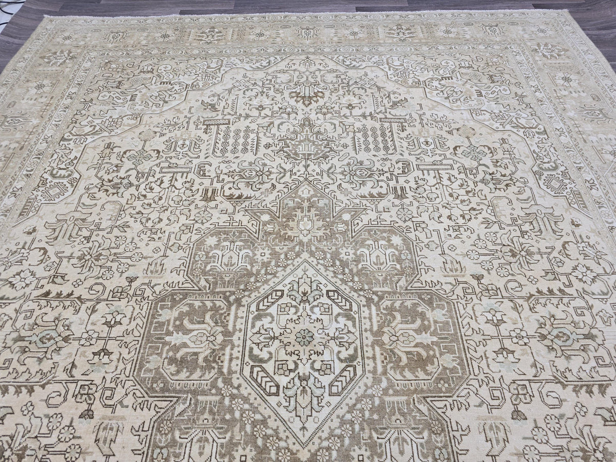 10x12 Neutral Turkish Area Rug Hand Knotted Wool Oushak Rug //9.6x12.5 ft